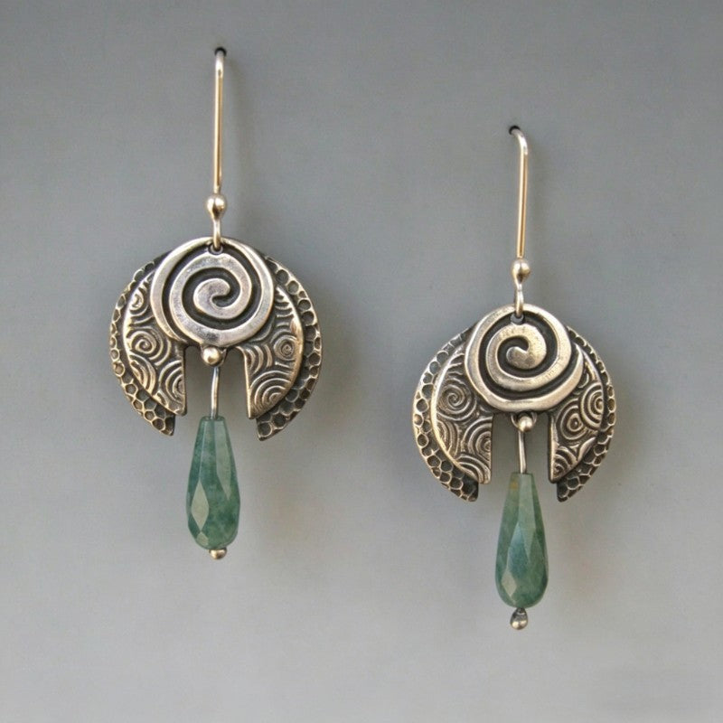 Spiral Crescent Drop Earrings