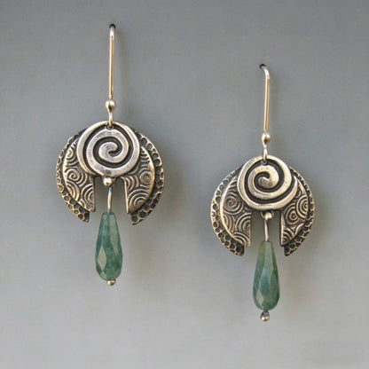 Spiral Crescent Drop Earrings