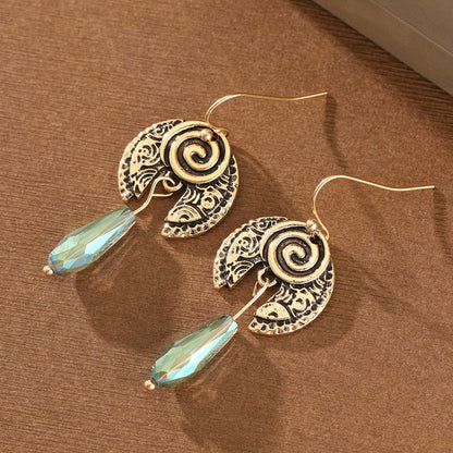 Spiral Crescent Drop Earrings