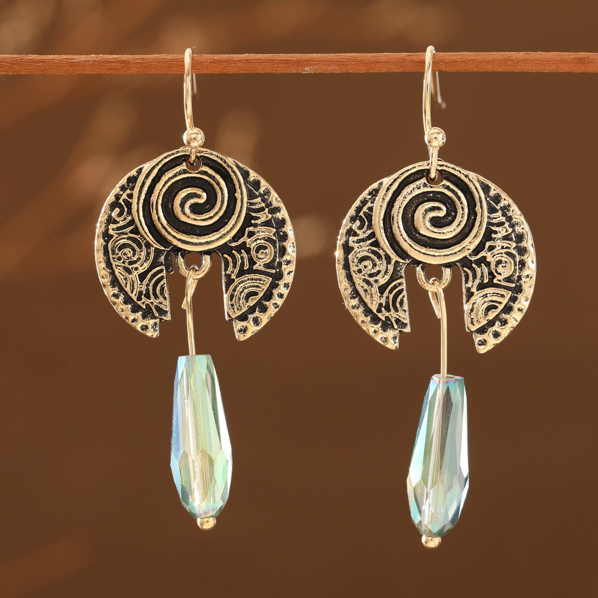 Spiral Crescent Drop Earrings