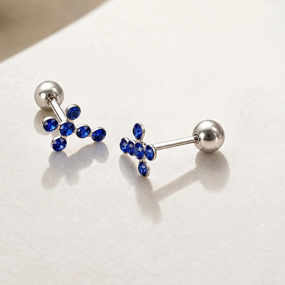 Crystal Vine Cross Stud Earrings
