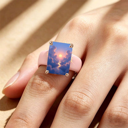Sunset Cloud Square Ring