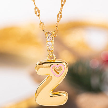 Pink Heart Initial H Necklace
