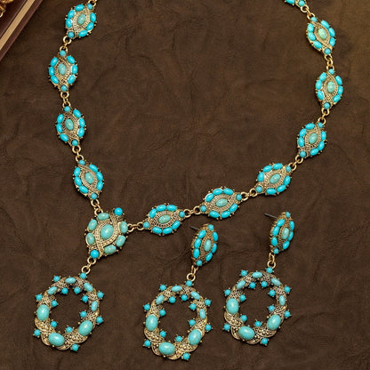 Turquoise Floral Link Necklace