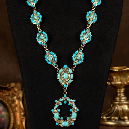 Turquoise Floral Link Necklace