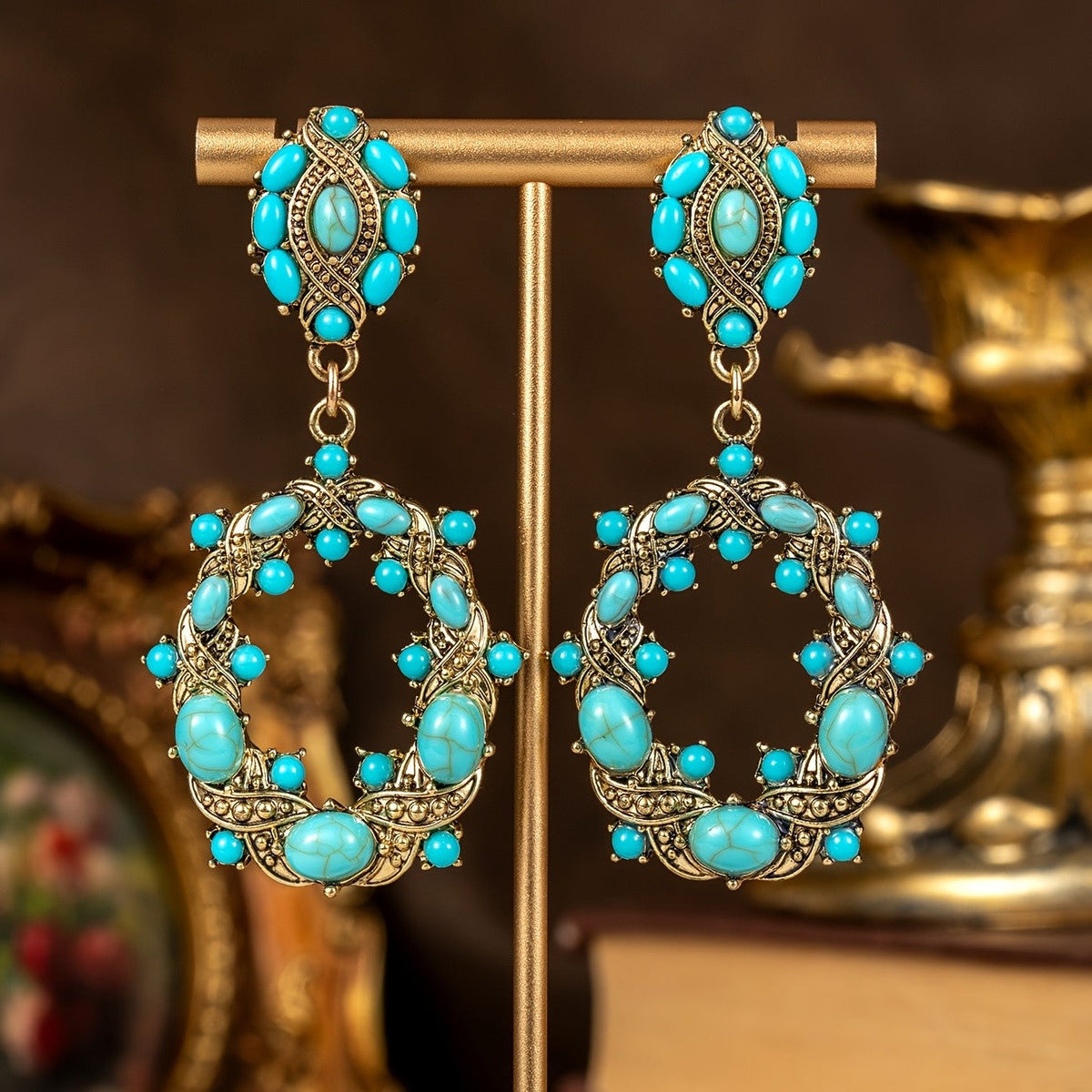 Turquoise Floral Link Necklace
