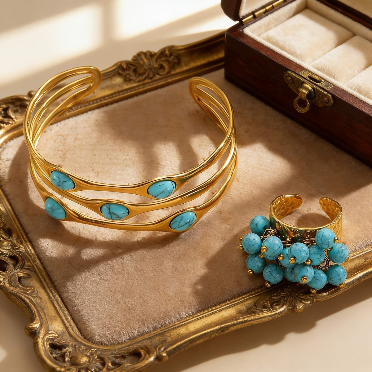 Turquoise Stone Bangle Set