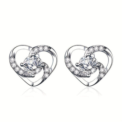 Twisted Heart Crystal Stud Earrings