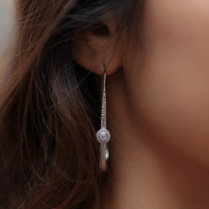 Moonstone Textured U-Shape Earrings
