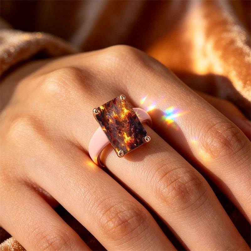 Berry & Flame Square Ring