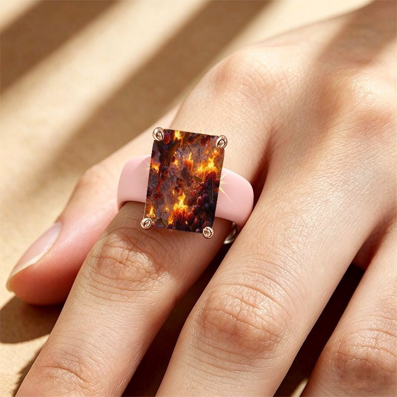 Berry & Flame Square Ring