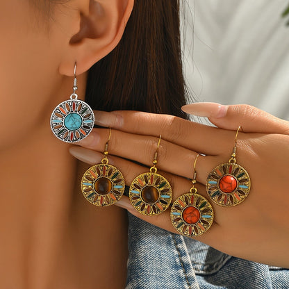 Sunburst Stone Drop Earrings