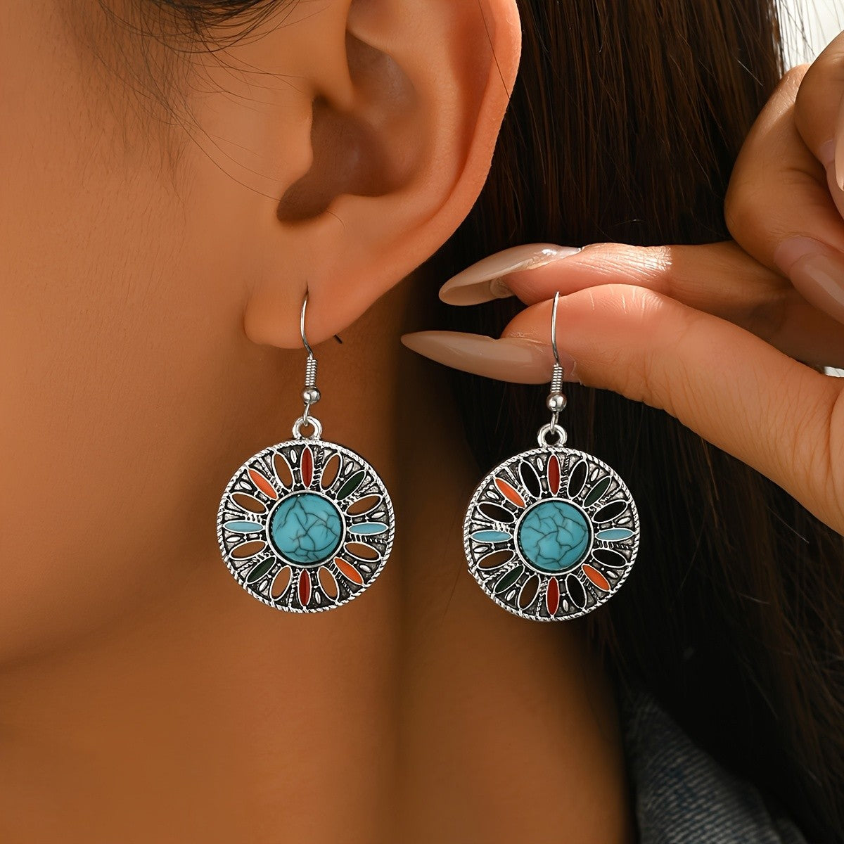 Sunburst Stone Drop Earrings
