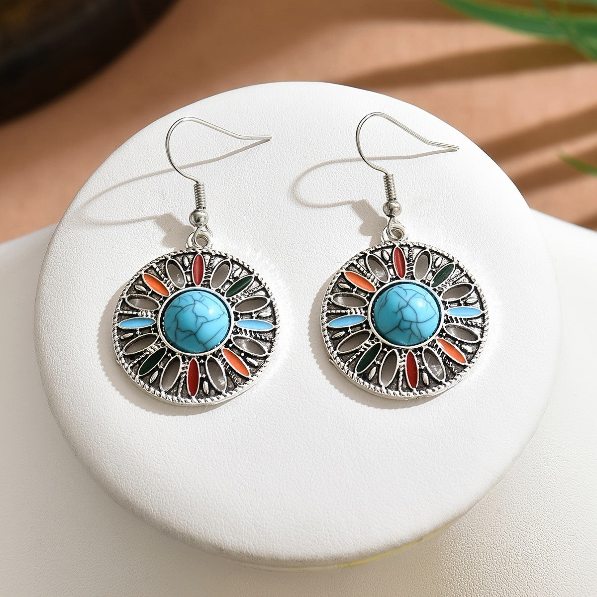 Sunburst Stone Drop Earrings