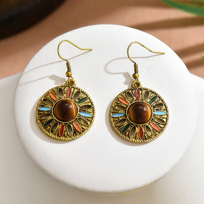 Sunburst Stone Drop Earrings