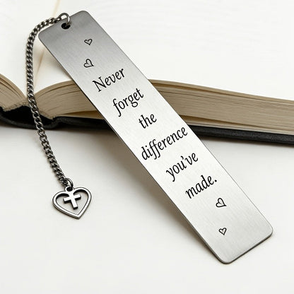 Inspirational Quote Bookmark with Heart Cross Charm