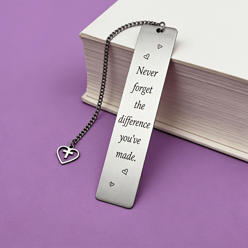 Inspirational Quote Bookmark with Heart Cross Charm