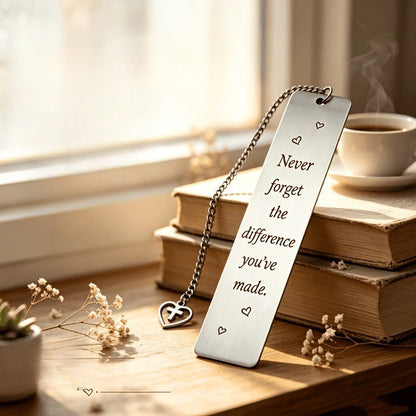 Inspirational Quote Bookmark with Heart Cross Charm