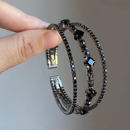 Black Geometric Crystal Bracelet