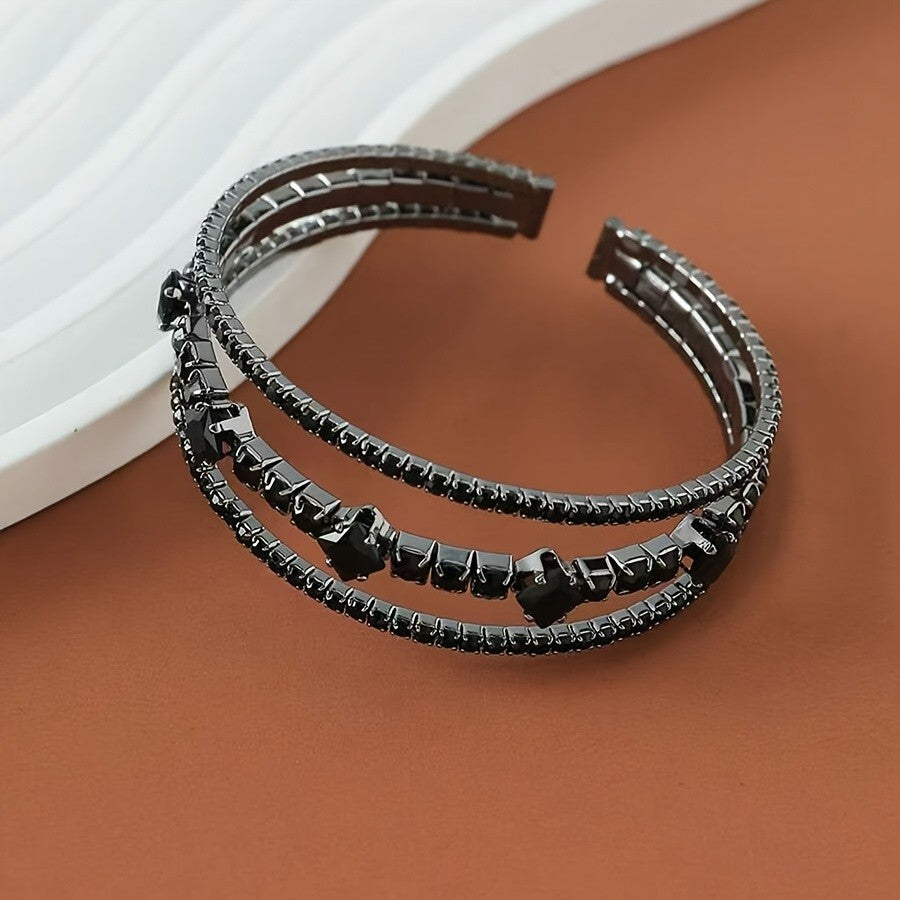 Black Geometric Crystal Bracelet