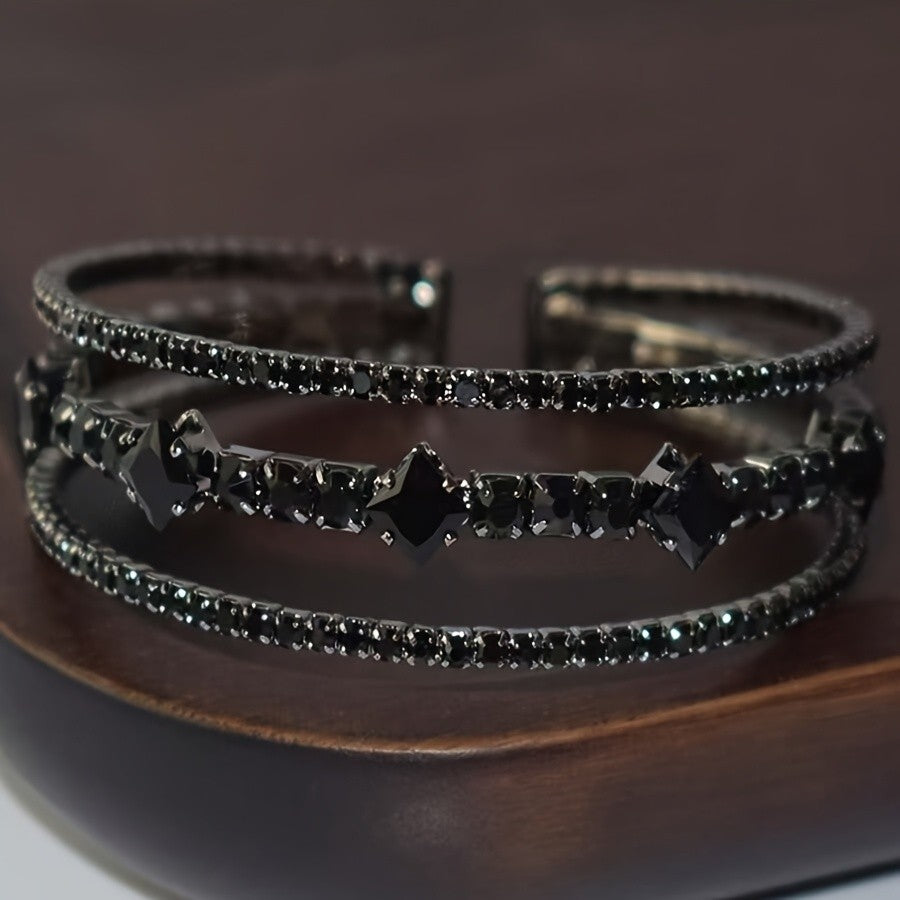 Black Geometric Crystal Bracelet