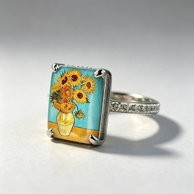 Sunflower Still Life Square Ring