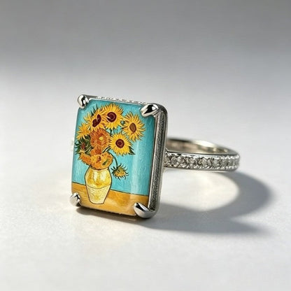 Sunflower Still Life Square Ring