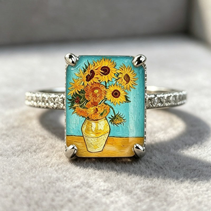Sunflower Still Life Square Ring