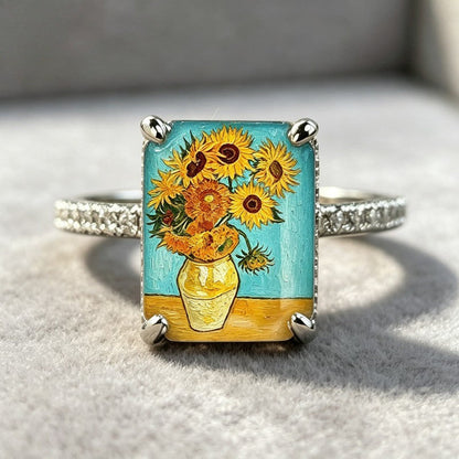 Sunflower Still Life Square Ring
