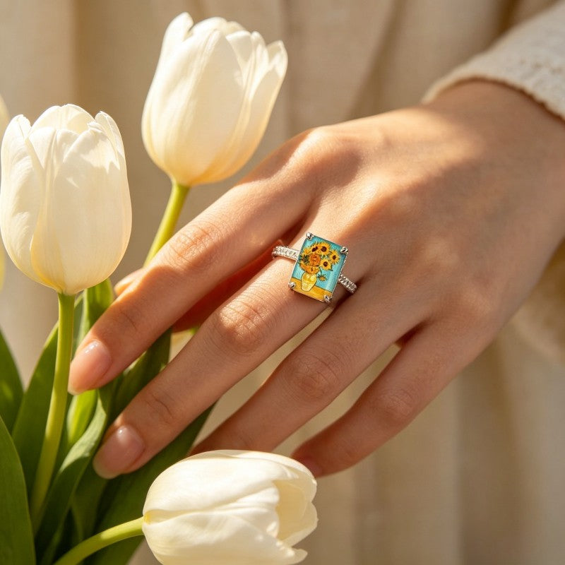 Sunflower Still Life Square Ring