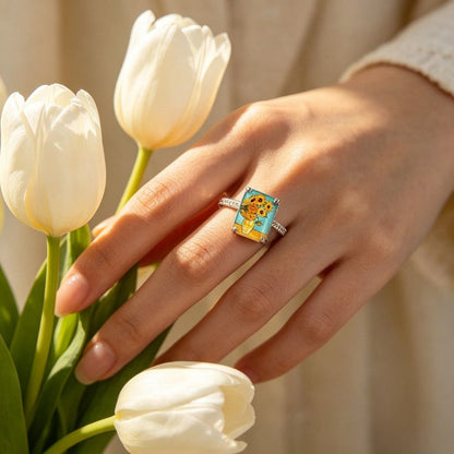 Sunflower Still Life Square Ring