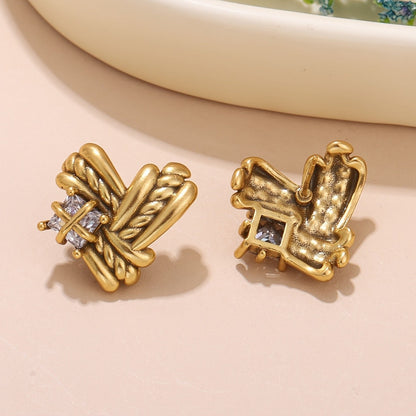 Braided Knot Square Crystal Earrings