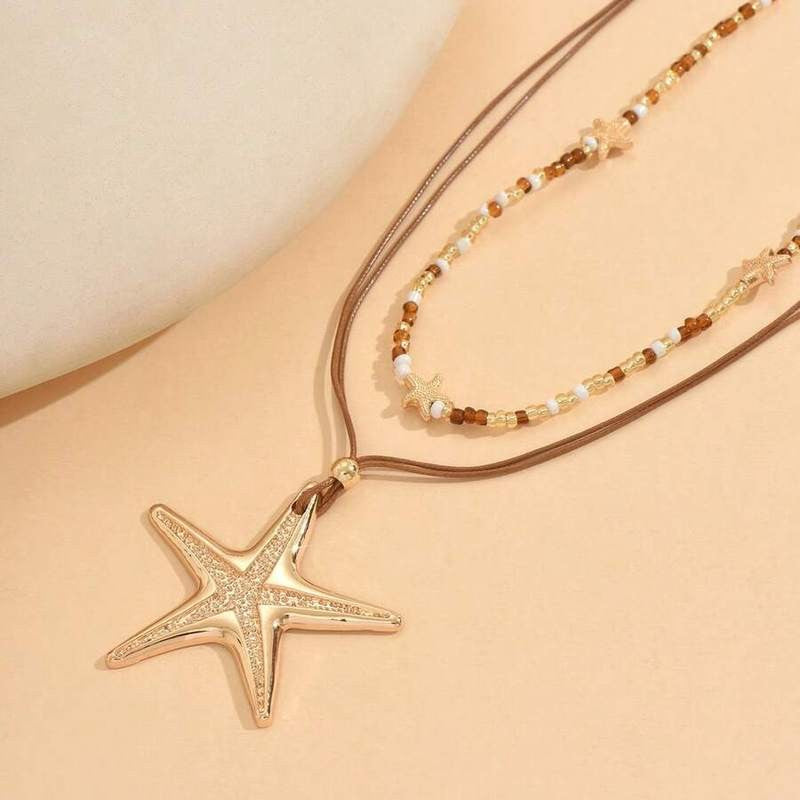 Textured Starfish Y-Necklace Set