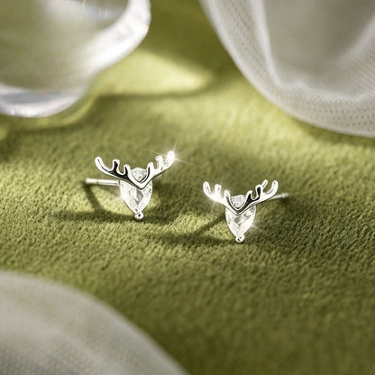 Crystal Stag Head Stud Earrings