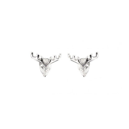 Crystal Stag Head Stud Earrings