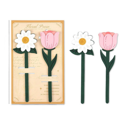 Faux Leather Flower Bookmark Set