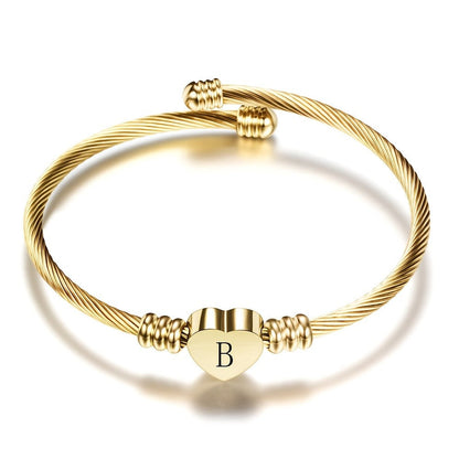 Twisted Wire Initial Heart Bangle