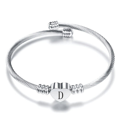 Twisted Wire Initial Heart Bangle