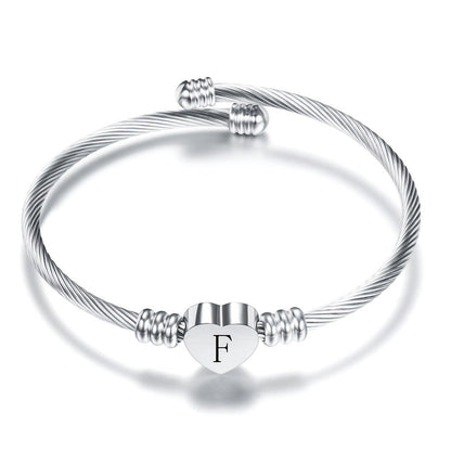 Twisted Wire Initial Heart Bangle