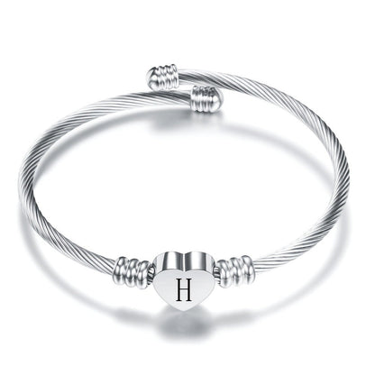 Twisted Wire Initial Heart Bangle