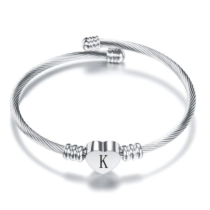Twisted Wire Initial Heart Bangle