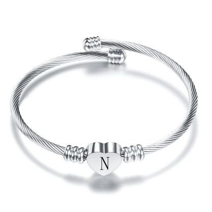 Twisted Wire Initial Heart Bangle