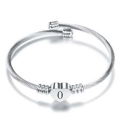 Twisted Wire Initial Heart Bangle