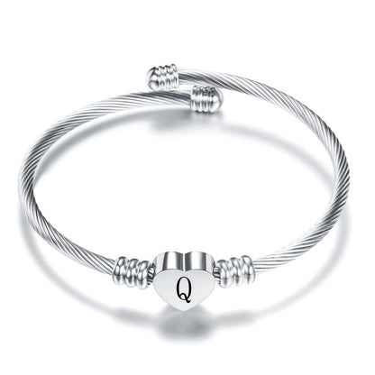 Twisted Wire Initial Heart Bangle