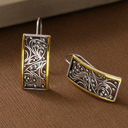 Vintage Scrollwork Rectangle Earrings