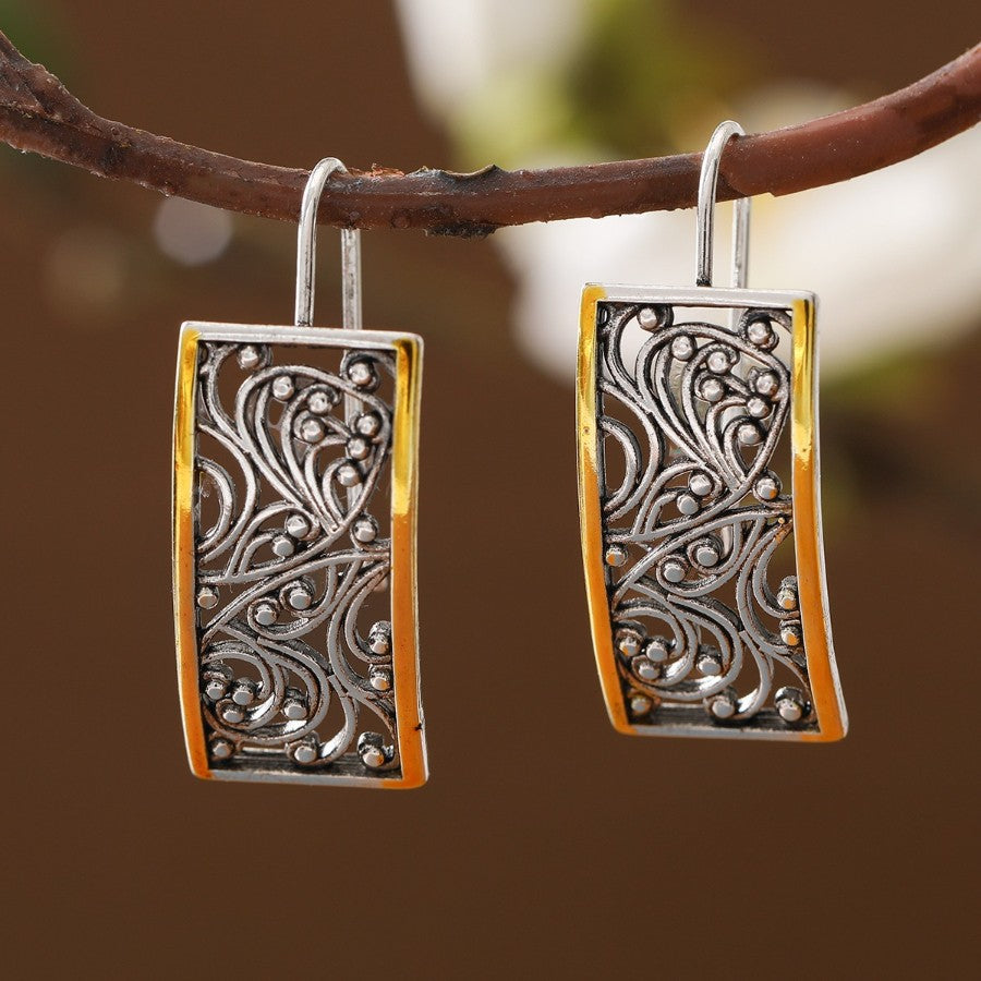Vintage Scrollwork Rectangle Earrings