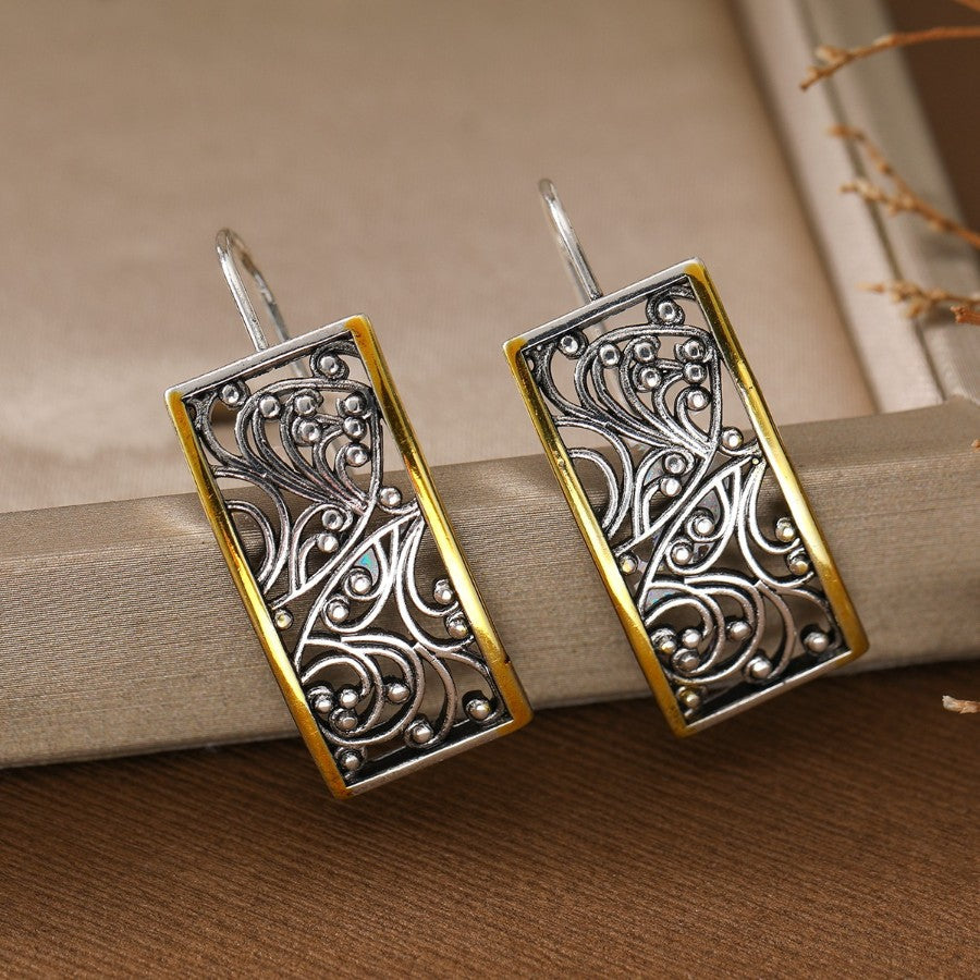 Vintage Scrollwork Rectangle Earrings