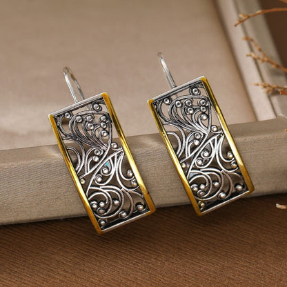 Vintage Scrollwork Rectangle Earrings
