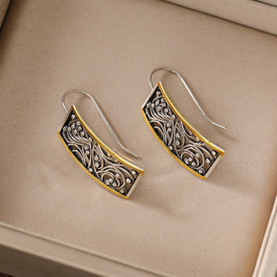 Vintage Scrollwork Rectangle Earrings