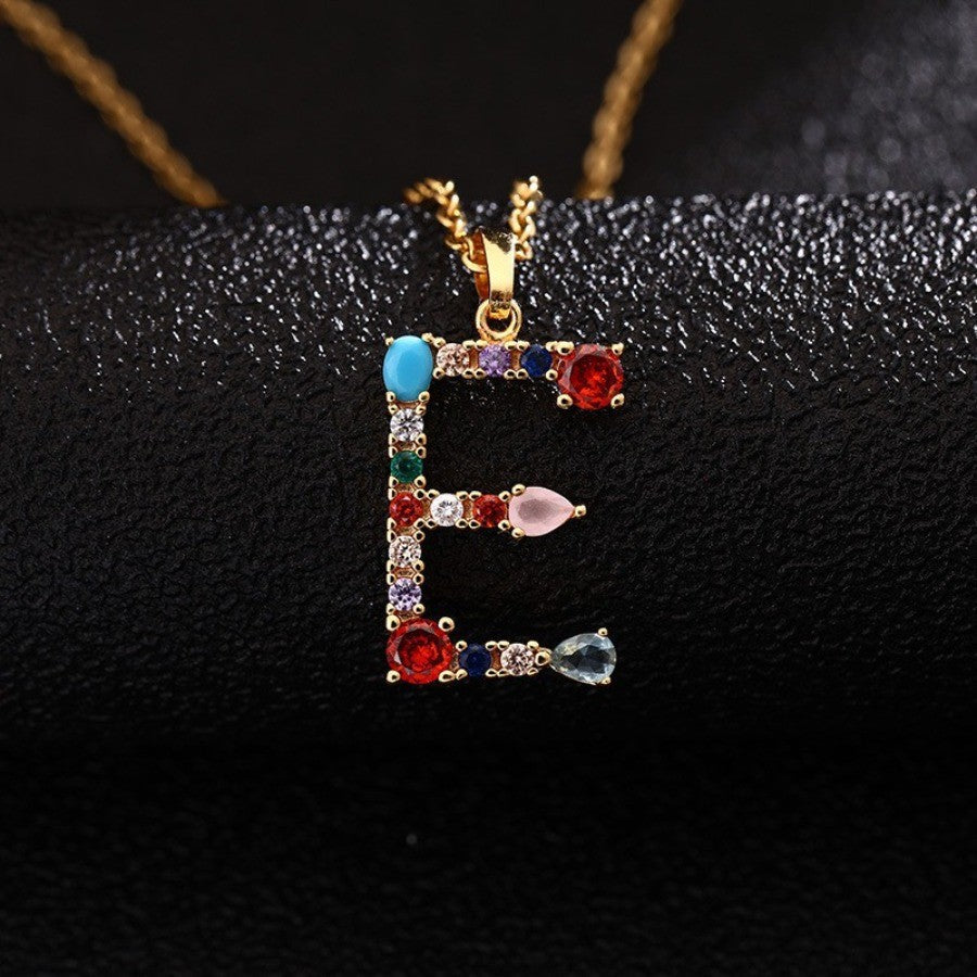 Multicolor Zircon Initial Necklace